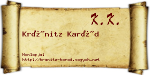 Kránitz Karád névjegykártya
